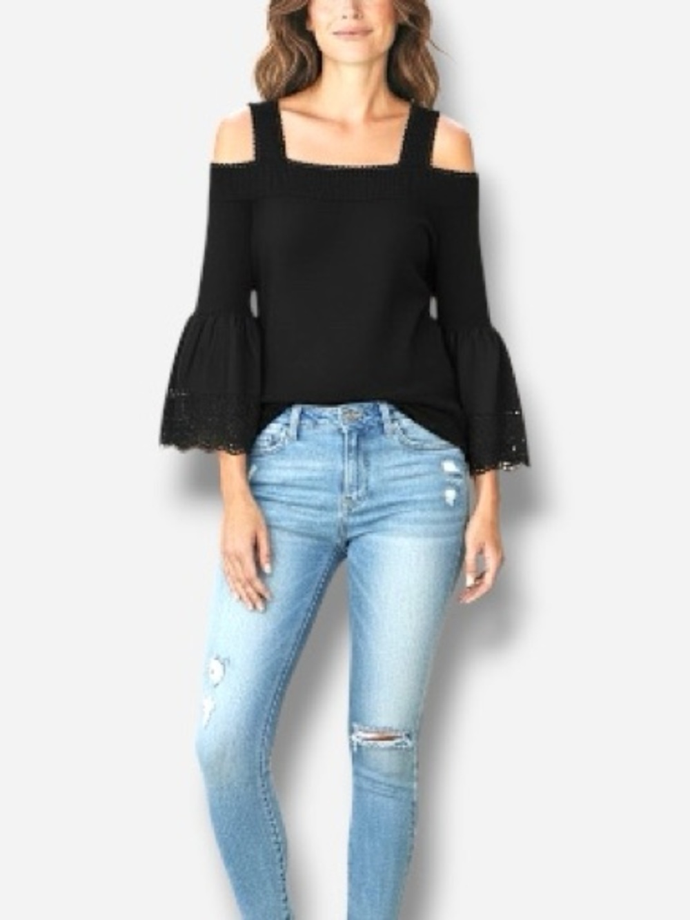 🌸New🌸 Women’s Cold Shoulder sweater Top Sz L NWT
